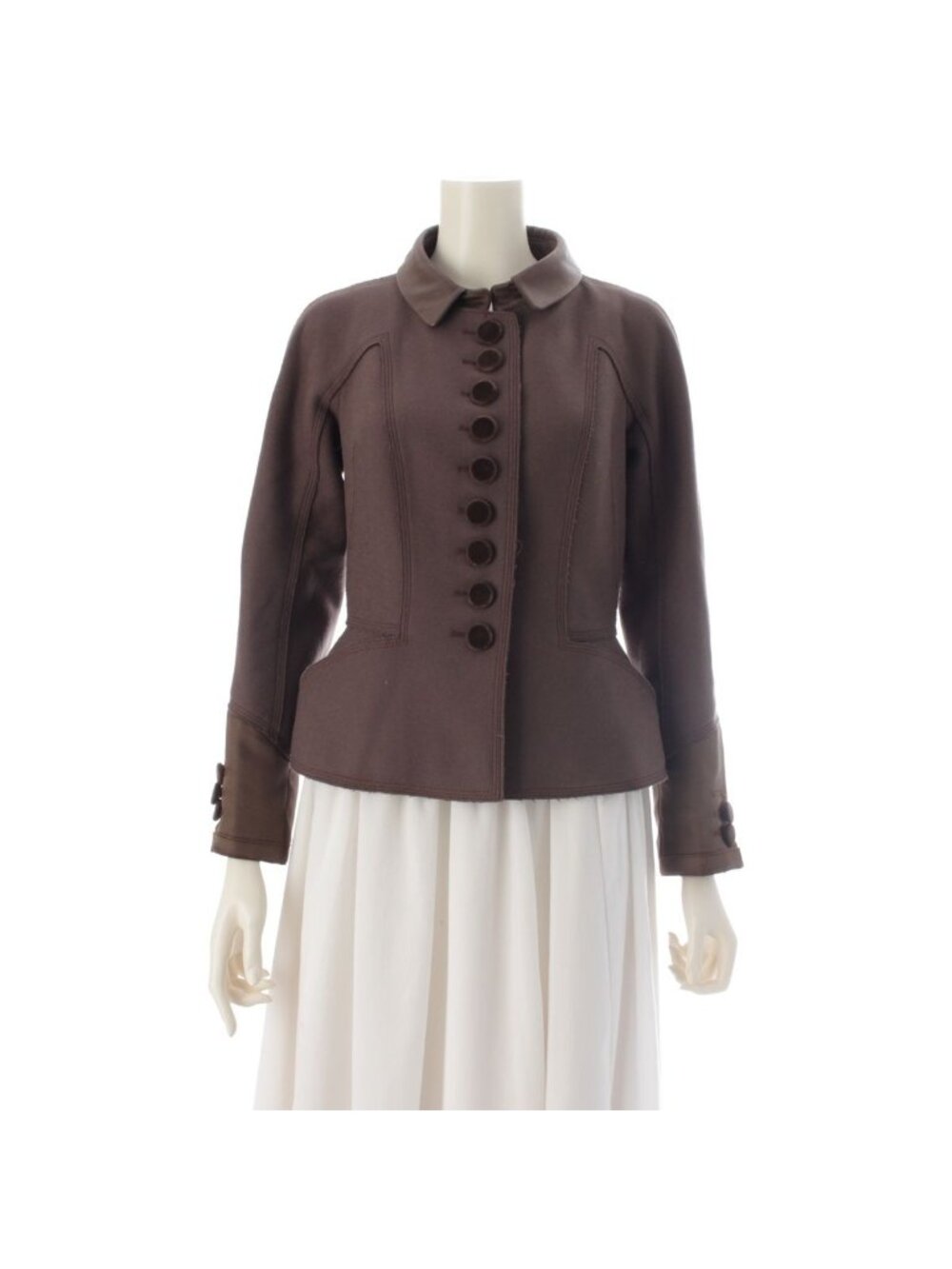 Louis Vuitton by Marc Jacobs Wool Cashmere Contrast Shape Jacket Brown 34